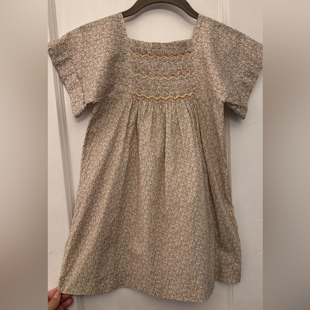 Bonpoint Floral Smocked Dress, organic cotton in pristine condition